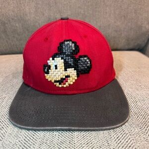 Disney Parks Mickey Mouse Pixel Embroidered Snapback Hat Ball Cap Size: Youth